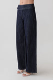 Sienna Flare Mid Rise Denim Jeans Indigo Pinstripe