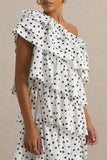 Orla White Polka Dot Asymmetric Ruffled Mini Dress