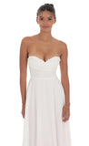 Lace Bust A Line Midi Dress in White