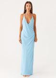 Just A Kiss Cowl Maxi Dress Turquoise