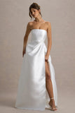 Universe White Bandeau Split Puff Skirt Maxi Dress