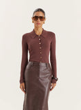 Chocolate Lightweight Knitted Button Down Top