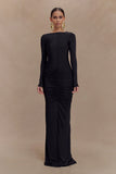 Louisa Long Sleeve Slinky Maxi Dress Black