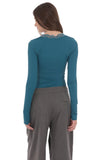 Lace V Neck Top in Teal
