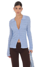 Textured Ribbed Top in Blue