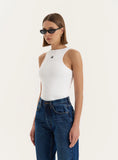 White 4th Branded Racer Vest Top