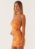 Vietta Sequin Cami Micro Mini Dress Orange