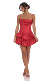 Satin Corset Strapless Dress in Red