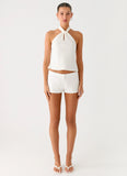 Maddox Scarf Top White