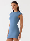 Sending Postcards Mini Dress Coastal Blue