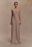 Silvana Chiffon Maxi Dress Snake Check Print Mocha