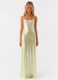 Higher Level Sequin Maxi Dress Mint