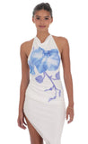 Floral Asymmetrical Midi Dress in White
