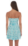 Sequin Beaded Flare Strapless Dress in Blue
