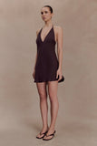 Regina Halter Lace And Satin Mini Dress Chocolate