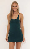 Metallic Knit A line Dress in Green