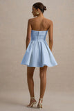 Bruna Powder Blue Bandeau Skater Mini Dress