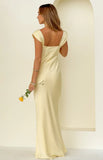 Jacky Yellow Satin Maxi Dress