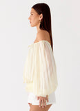 Coconut Kiss Off Shoulder Long Sleeve Top Yellow