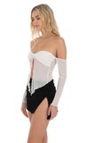 Mesh Off Shoulder Top in White