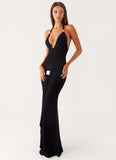 Miyah Halter Hardware Maxi Dress Black