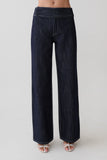 Sienna Flare Mid Rise Denim Jeans Indigo Pinstripe