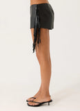 Isiah Low Rise PU Shorts Black