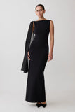 Farid Bandage Midi Dress With Chiffon Black