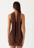 Paloma Days Beaded Scarf Mini Dress Chocolate
