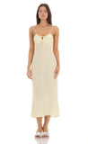 Lace Trim Front Tie Midi Dress in Yellow
