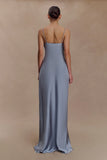 Isadora Lace Satin Maxi Dress Frosted Blue