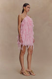 Marigold Ruffle Halter Mini Dress Powder Pink