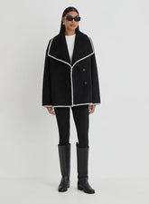 Black Contrast Stitch Oversized Jacket