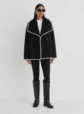 Black Contrast Stitch Oversized Jacket