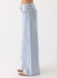 Neo Low Rise Wide Leg Denim Jeans Light Blue Wash