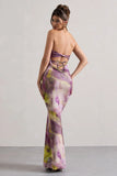 Santiago Lilac Print Strapless Twist Maxi Dress