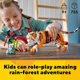 LEGO Creator 3 in 1 Majestic Tiger Building Set Transforms from Tiger to Panda or Koi Fish Set Animal Figures Collectible Building Toy Gifts for Kids Boys Girls 9 Plus Years Old 31129