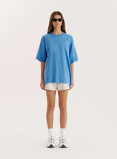 Blue Acid Wash Back Graphic Printed T Shirt