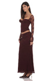Lace Flare Maxi Skirt in Deep Wine