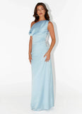 Heart Of Glass Satin Maxi Dress Blue