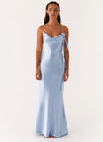 Too Sweet Satin Maxi Dress Blue