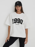 White 1990 Slogan Oversized T Shirt