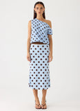 Bahama Low Rise Midi Skirt Blue Mocha Dot