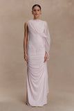 Amandine Ruched Slinky Maxi Dress Pale Pink