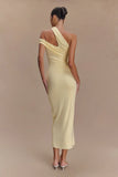 Anastasia One Shoulder Modal Midi Dress Pale Lemon