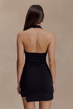 Aubree Crepe And Mesh Mini Dress Black
