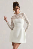 Birdie White Lace Long Sleeve Mini Dress