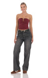 Embellished Tube Top in Burgundy
