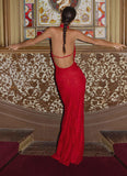 Mitchella Lace Maxi Dress Red
