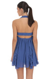 Halter Ruffle Babydoll Dress in Blue